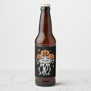 Étiquette Pour Bouteilles De Bière Citrouille Squelette Halloween Citrouille Saison S