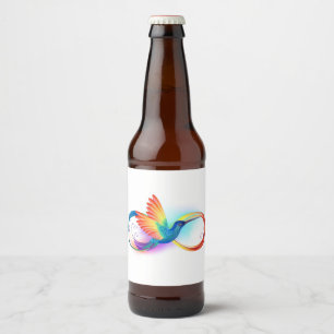 Étiquette Pour Bouteilles De Bière Colibri arc-en-ciel avec symbole Infinity