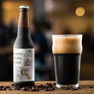 Étiquette Pour Bouteilles De Bière Collage moderne Trois photos   Thanksgiving