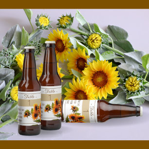 Étiquette Pour Bouteilles De Bière Collection de bouquets de tournesol - Numéro de ta