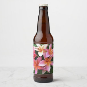 Étiquette Pour Bouteilles De Bière Couronne De Fleur De Frangipani Rose Pâle