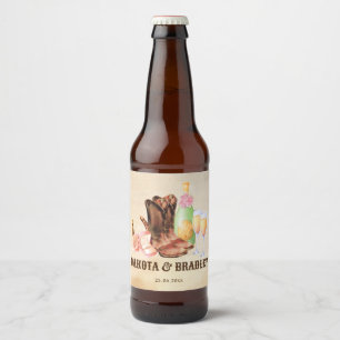 Étiquette Pour Bouteilles De Bière Cowboys occidentaux cowgirl personnalisé mariage f