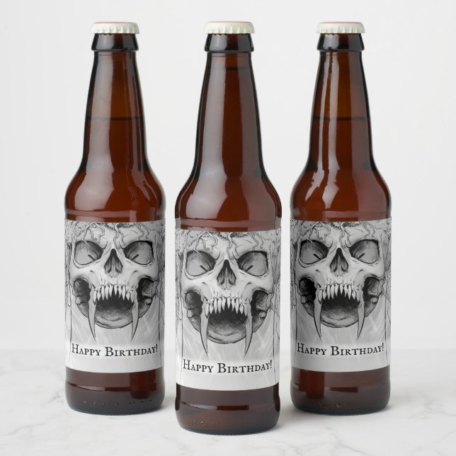 Étiquette Pour Bouteilles De Bière Crâne de mort métallique lourde (Bouteilles)