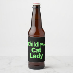Étiquette Pour Bouteilles De Bière Dame de chat sans enfants Drôle de vote 2024