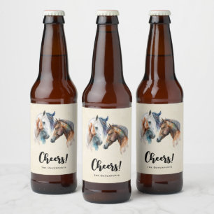 Étiquette Pour Bouteilles De Bière De Beaux Chevaux Style Boho Occidental Bravo!