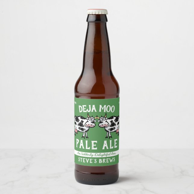 Étiquette Pour Bouteilles De Bière Deja Moo Funny Cow (Devant)