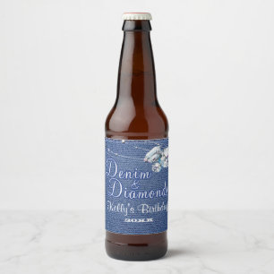 Étiquette Pour Bouteilles De Bière Denim et diamants