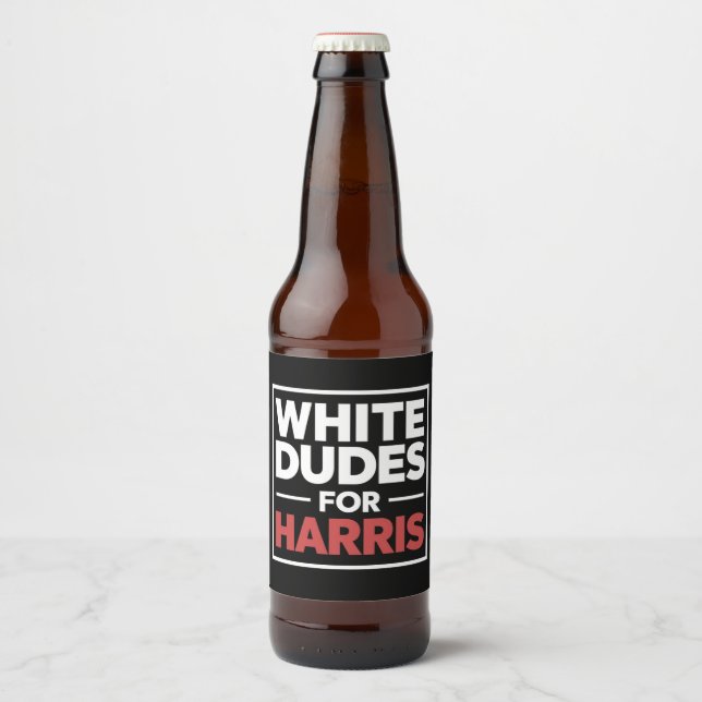 Étiquette Pour Bouteilles De Bière Des Mecs Blancs Pour Kamala-Harris Pour Le Préside (Devant)