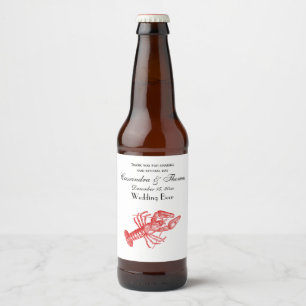 Étiquette Pour Bouteilles De Bière Dessin de homard rouge vintage no 1