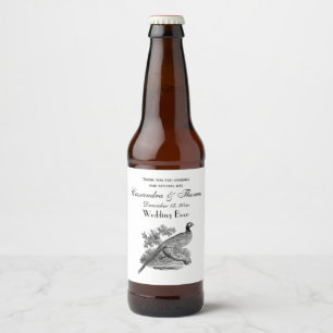 Étiquette Pour Bouteilles De Bière Dessin en noir et blanc d'un faisan de chasse vint