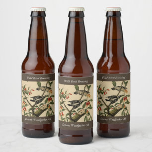 Étiquette Pour Bouteilles De Bière Downy Woodpecker - de Audubon's Birds of America