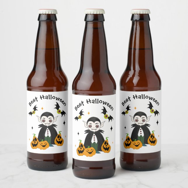 Étiquette Pour Bouteilles De Bière Dracula avec citrouilles (Bouteilles)