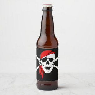 Étiquette Pour Bouteilles De Bière Drapeau crâne pirate