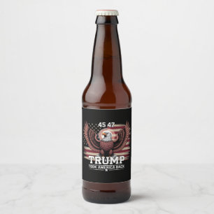 Étiquette Pour Bouteilles De Bière Drapeau du 45e 47e président Trump 2025 Aigle Amér