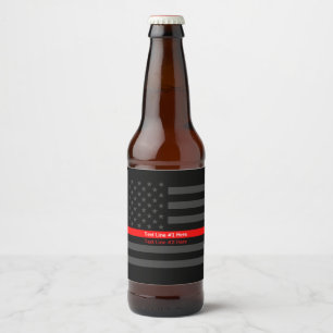 Étiquette Pour Bouteilles De Bière Drapeau USA Thin Red Line Symbolique Votre Texte s