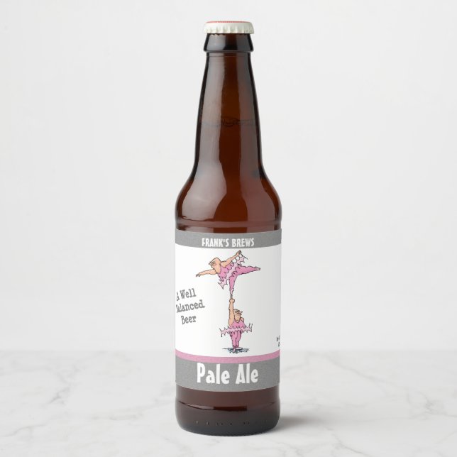 Étiquette Pour Bouteilles De Bière Drôle caricature Tutu Rose (Devant)