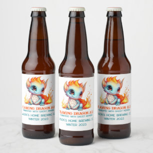 Étiquette Pour Bouteilles De Bière Drôle Flamme Bébé Dragon Accueil Brasserie Bière