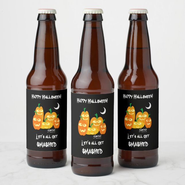 Étiquette Pour Bouteilles De Bière Drôle Halloween Citrouilles ivres (Bouteilles)