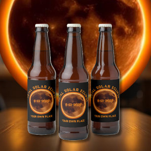 Étiquette Pour Bouteilles De Bière Éclipse solaire totale du 12 août 2026