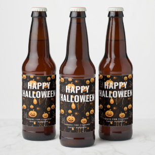 Étiquette Pour Bouteilles De Bière Éffrayant Citrouille Halloween