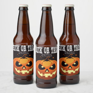 Étiquette Pour Bouteilles De Bière Éffrayant Fun Evil Citrouille Trump ou Treat