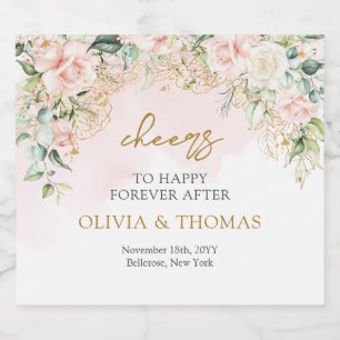 Étiquette Pour Bouteilles De Bière Élégant boho rousse rose mariage or vert