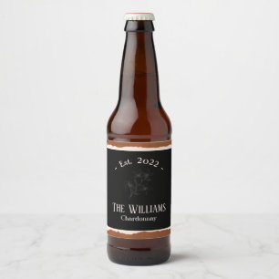 Étiquette Pour Bouteilles De Bière Élégant noir Vintage Mariage Monogramme