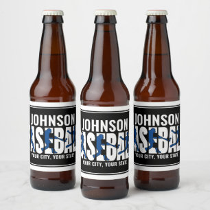 Étiquette Pour Bouteilles De Bière Équipe de baseball AJOUTER NOM Champion Joueur de