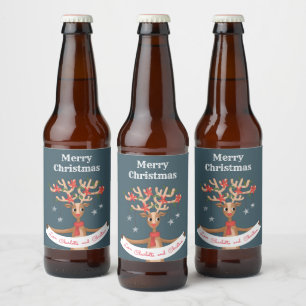 Étiquette Pour Bouteilles De Bière Étiquette de la bière de Noël Reinder