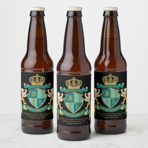 Étiquette Pour Bouteilles De Bière Faites votre propre blouse d'armoiries Turquoise d