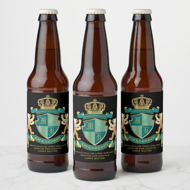 Étiquette Pour Bouteilles De Bière Faites votre propre blouse d'armoiries Turquoise d (Bouteilles)