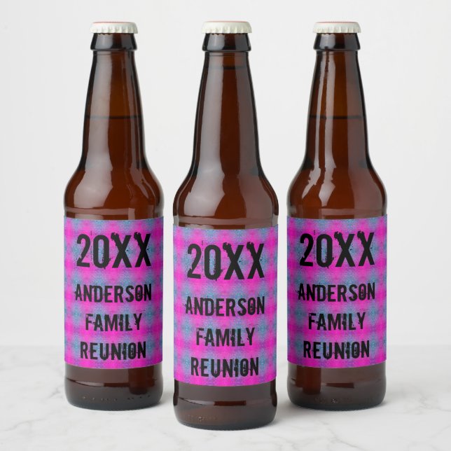 Étiquette Pour Bouteilles De Bière Famille Réunion Neon Tie Dye Fête annuelle (Bouteilles)