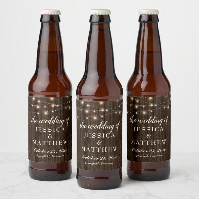 Étiquette Pour Bouteilles De Bière Farmhouse rustique - Lumières scintillantes (Bouteilles)