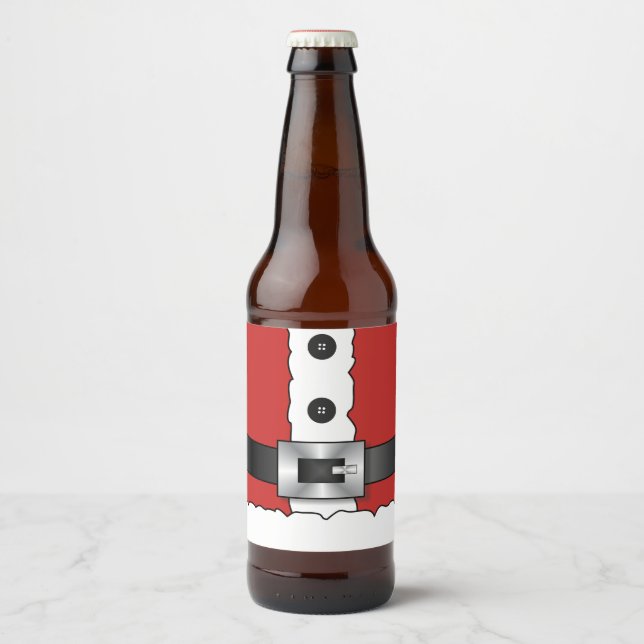 Étiquette Pour Bouteilles De Bière Festif Retro noël costume rouge Santa Claus (Devant)