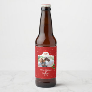 Étiquette Pour Bouteilles De Bière Festive Cheeky Père Noël - Photo personnalisée 