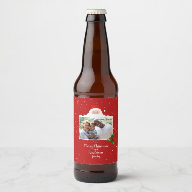 Étiquette Pour Bouteilles De Bière Festive Cheeky Père Noël - Photo personnalisée - P (Devant)
