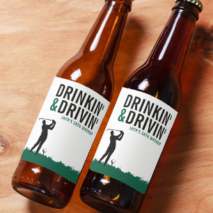 Étiquette Pour Bouteilles De Bière Fête d'anniversaire de golf adulte 'Boire et condu