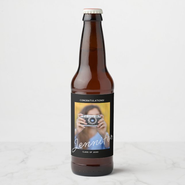 Étiquette Pour Bouteilles De Bière Fête de graduation personnalisée unique (Devant)