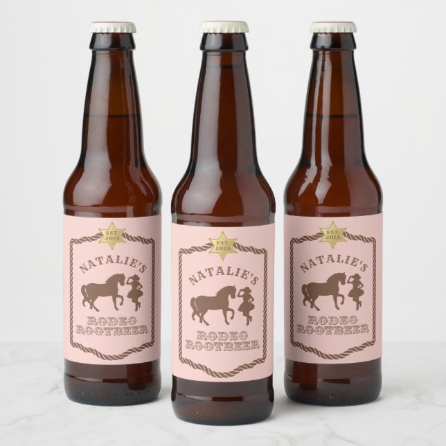 Étiquette Pour Bouteilles De Bière Fête de la cowgirl | Rodeo Root (Bouteilles)