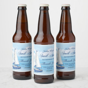Étiquette Pour Bouteilles De Bière Fête de retraite Sail Away Thème Nautique Bateau Y