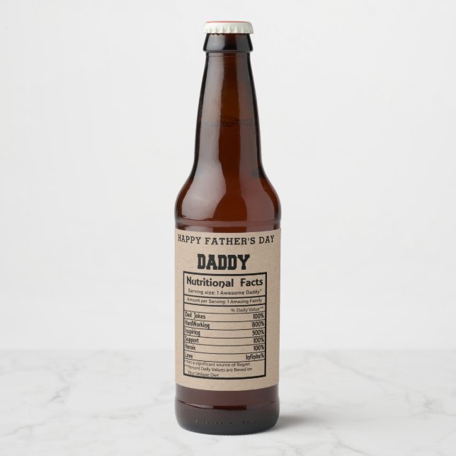 Étiquette Pour Bouteilles De Bière Fête des pères de données nutritionnelles papa (Devant)