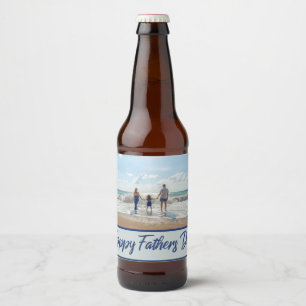 Étiquette Pour Bouteilles De Bière Fête des pères Photo Blue Typographie