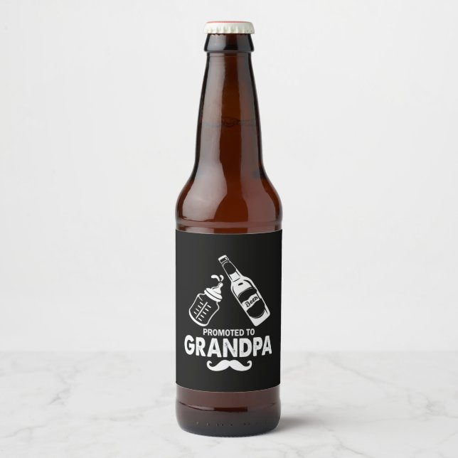 Étiquette Pour Bouteilles De Bière Fête des pères Promue À Grand-Père (Devant)