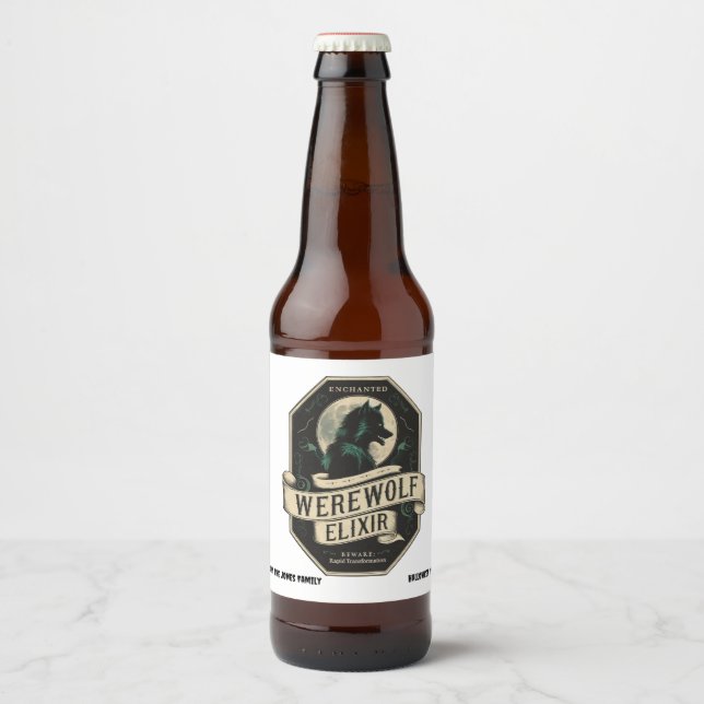 Étiquette Pour Bouteilles De Bière Fête d'Halloween personnalisée Boissons-Loups-Occi (Devant)