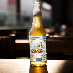 Étiquette Pour Bouteilles De Bière Fête d'Oktoberfest avec bière et bretzels ai 