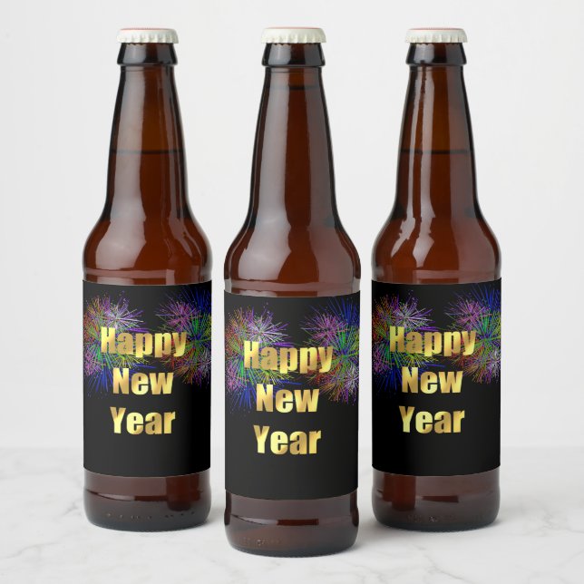 Étiquette Pour Bouteilles De Bière Feu d'artifice du Nouvel An (Bouteilles)