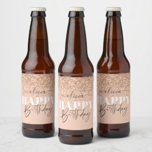 Étiquette Pour Bouteilles De Bière Fille parties scintillant scintillante moderne ros
