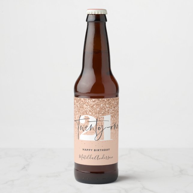 Étiquette Pour Bouteilles De Bière Fille parties scintillant scintille moderne fête d (Devant)