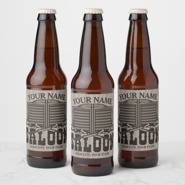 Étiquette Pour Bouteilles De Bière Fils de fusil Occidental Personnalisés Vieux Salon (Bouteilles)