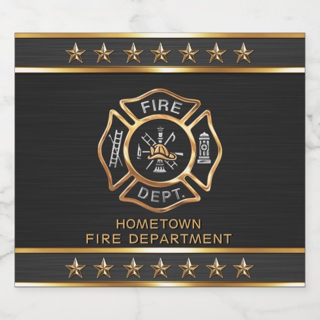 Étiquette Pour Bouteilles De Bière Firefighter Gold Custom (Étiquettes simples)